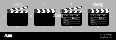 Clapper Board Vector Icon Set Opened And Closed Movie Clapper Film