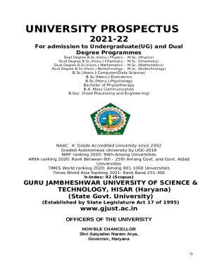 Guru Jambheshwar University Of Science Technology Hisar GJUS T Doc