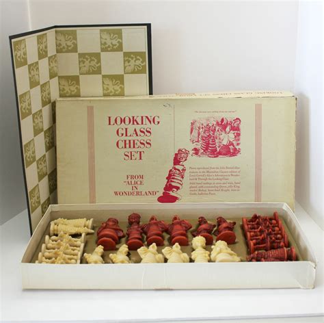 Looking Glass Chess Set Alice In Wonderland Vintage 1966 Alpsco Game