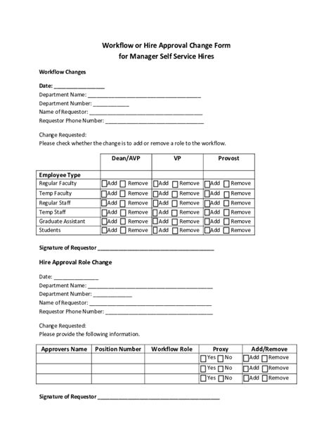 Fillable Online Workflow Approver Change Form Instructions Fax Email