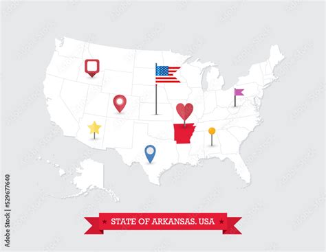 Arkansas State map highlighted on USA map Stock Vector | Adobe Stock