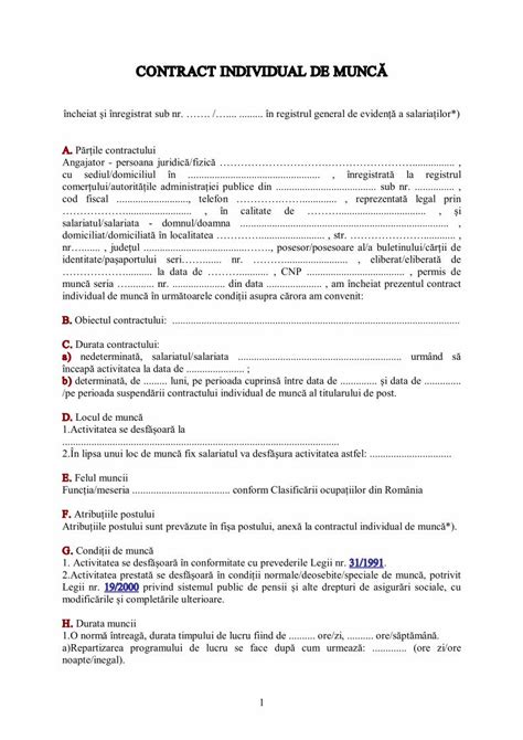 PDF Model de contract individual de munca PDF file1 O normă