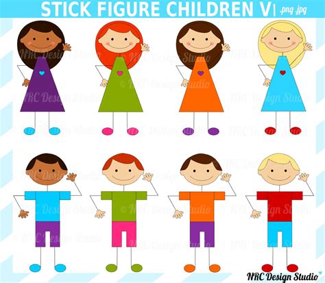 SALE School Kids Clip Art Stick Figure by NRCDesignStudio