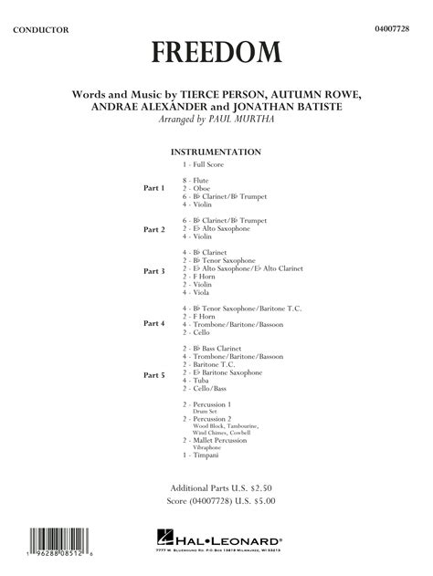 Freedom Arr Paul Murtha Conductor Score Full Score By Jon