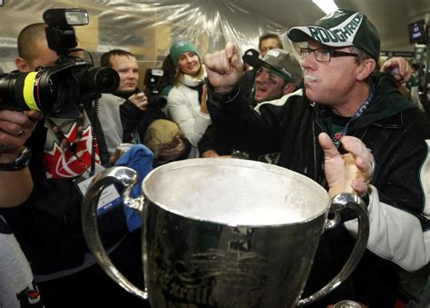 Saskatchewan Roughriders celebrate their Grey Cup win