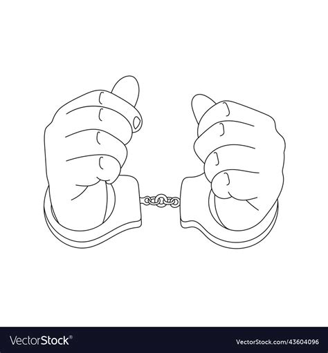 Hands in handcuffs sketch Royalty Free Vector Image