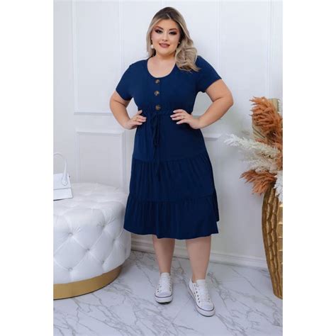 Vestido Rodado Casual Viscolycra Moda Evang Lica Plus Size No Shoptime