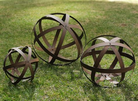 Amazon BSTGIFTS Metal Garden Spheres Metal Band Decorative