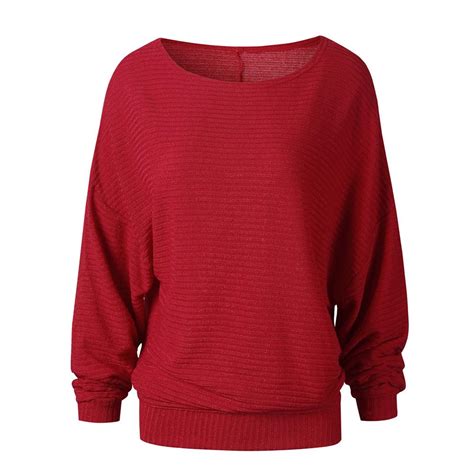 Women Batwing Sleeve Knitted Pullover Loose Sweater Jumper Tops