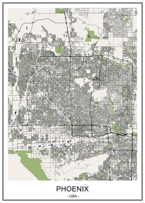 Mapa Da Cidade De Phoenix O Arizona Eua Ilustração Stock Ilustração