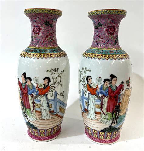 Lot A Pair Of Chinese Jingdezhen Porcelain Vases Depicting Immortals