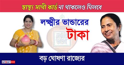 Lakshmir Bhandar বিরাট সুখবর স্বাস্থ্য সাথী কার্ড না থাকলেও এবার