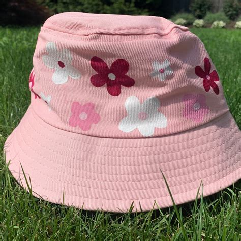 Pink Retro Flowers Bucket Hat - Etsy