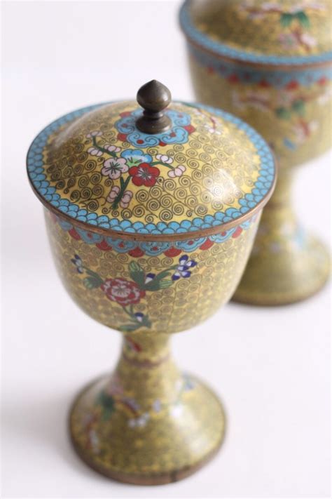 Antique Chinese Colisonne Enamel Brass Bowl With Lid Vase Etsy