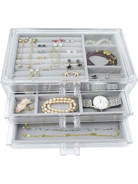 Joyero Organizador Alhajero Acrilico 3 Cajones Collares Aretes Anillos