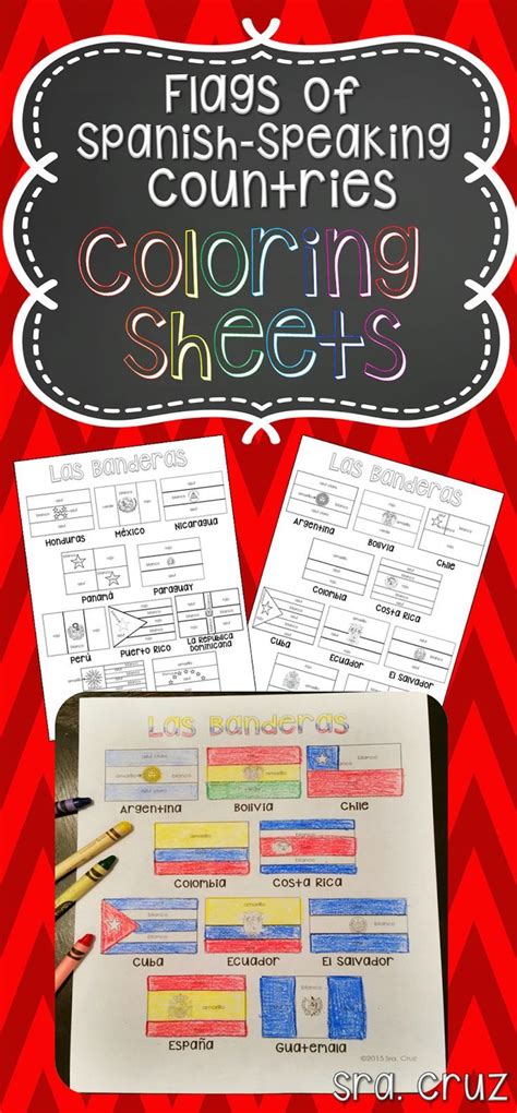 Spanish Speaking Countries Flags Worksheets Spanish Colors Coloring