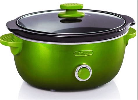 Bella 6qt Dots Collection Oval Slow Cooker Crock Pot Green Stoneware