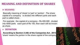 shares meaning definition characteristics   types pptx