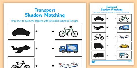 Transport Shadow Matching Worksheet Teacher Made Twinkl