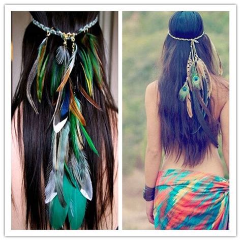 Bird Feather Headband Native American Indian Hippie Headband Hair