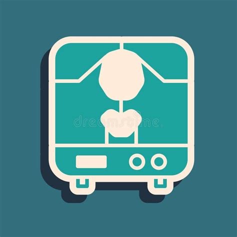 Green X Ray Machine Icon Isolated On Green Background Long Shadow