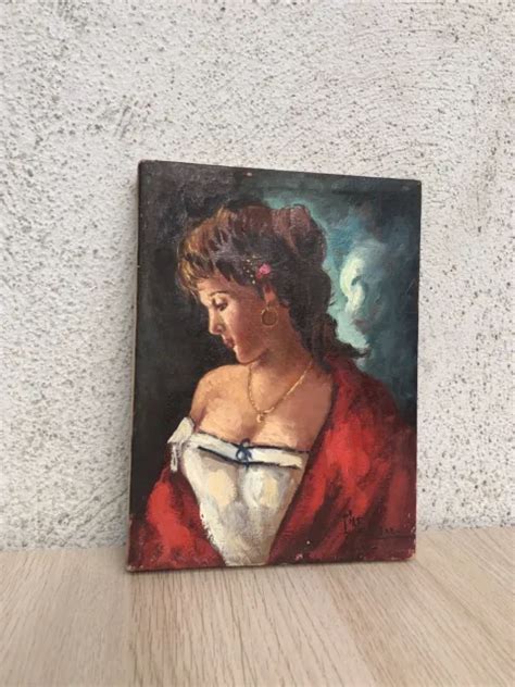 Quadro Vintage Dama Dipinto A Olio Su Tela Eur Picclick It