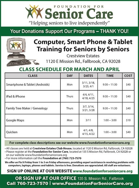 Spring Computer Classes For Seniors Foundation For Senior Care