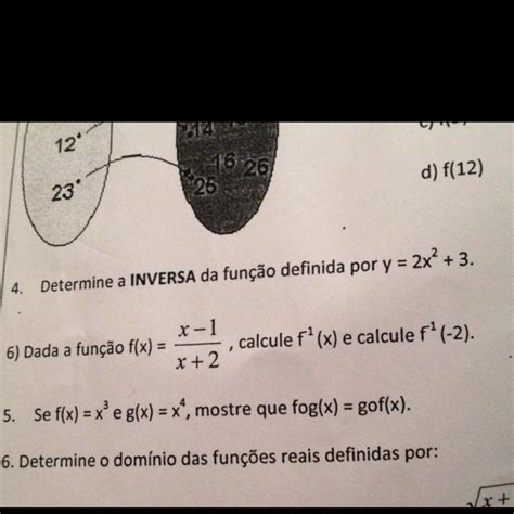 Dada A Função F X X 1 X 2 Calcule F 1 X E Calcule F 1 2 Brainly