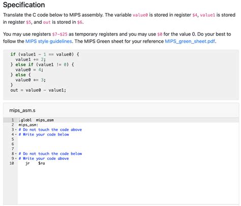 Solved Specification Translate The C Code Below To MIPS Chegg