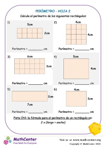 Perímetro Hoja 2 Hojas de trabajo Math Center