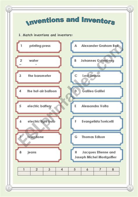 Inventors And Inventions ESL Worksheet By Stasya