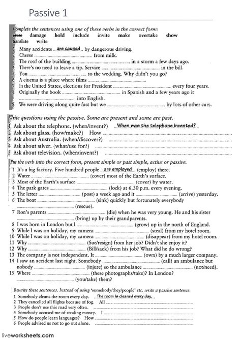 Passive Voice Online Worksheet You Can Do The Exercises Online Or Download The Worksheet As Pdf