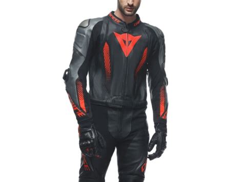 Dainese Laguna Seca 5 2 Teiler Lederkombi Schwarz Anthrazit Neon Rot