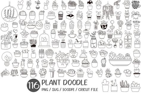 PLANT DOODLE | Clip Art bundle | Flower png | Cute doodle