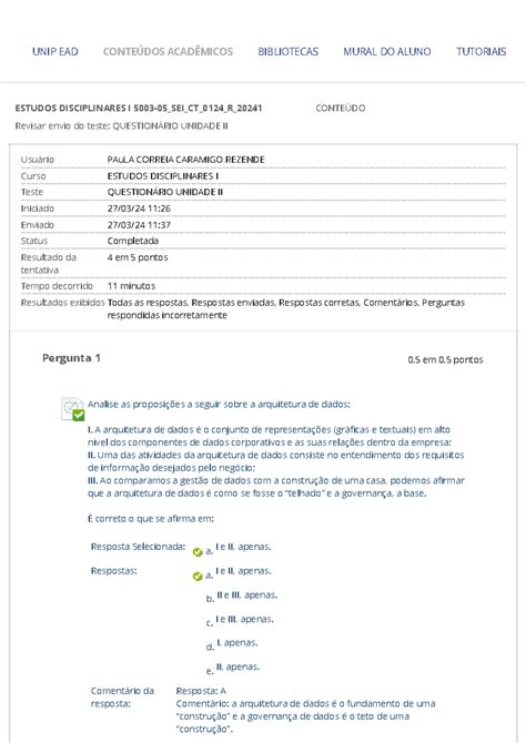 Revisar Envio Do Teste Question Rio Unidade Ii Revisar Envio Do