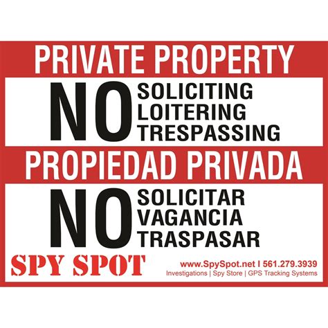 Private Property No Soliciting Loitering Trespassing Warning Sign