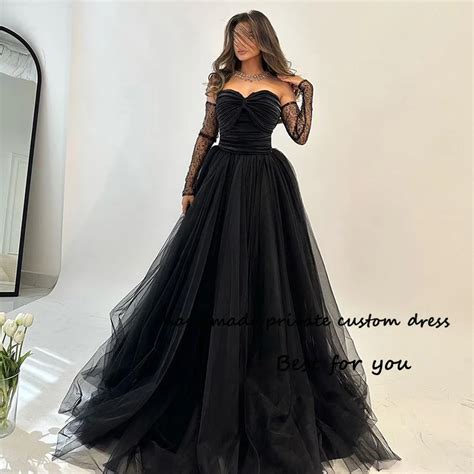 Robe De Soir E Trap Ze En Tulle Noir Tenue De Bal Sexy Longueur Au Sol