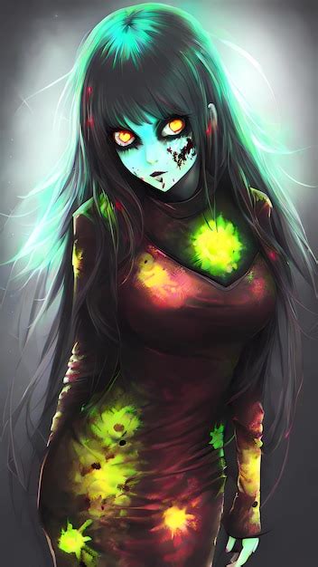 Premium AI Image Glowing Female Zombie Cartoon Character Illustration