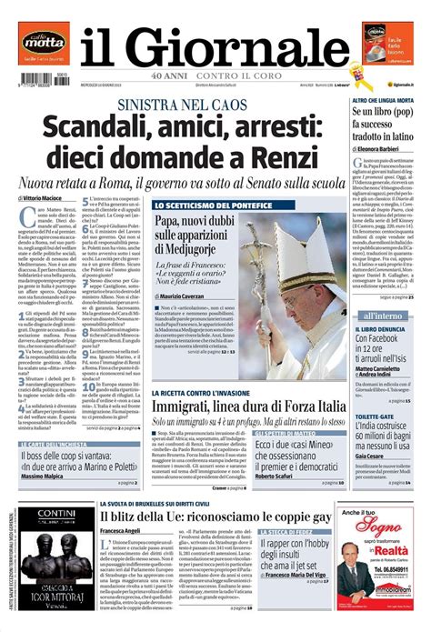 Edicola Le Prime Pagine Dei Quotidiani Di Oggi