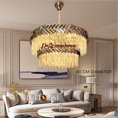 Jual Lampu Gantung LUXURY MODERN CRYSTAL FIN 80 CM Chandelier Shopee