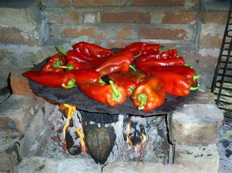 Tradicionalni Makedonski Pin Ur Fire Pit Cooking Food Stuffed Peppers