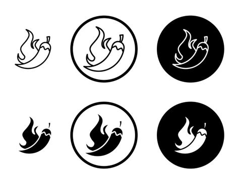 Pepper Hot Icon Set Spicy Chili Symbol Jalapeno Vector Image