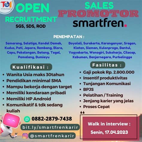 Lowongan Kerja Sales Promotor Smartfren Di PT Tri Orion Prospekindo