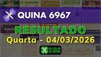 Quina 6967 Resultado - Confira as dezenas da Quina 6967 sorteadas no resultado do dia 04/03 ...