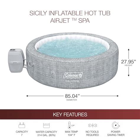 Coleman SaluSpa Sicily AirJet Hot Tub With 180 Jets Gray Peach Frog