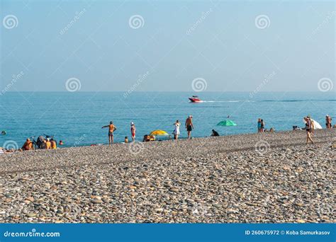 Batumi, Georgia - 30 August, 2022: People Relax on the Beach in Batumi ...