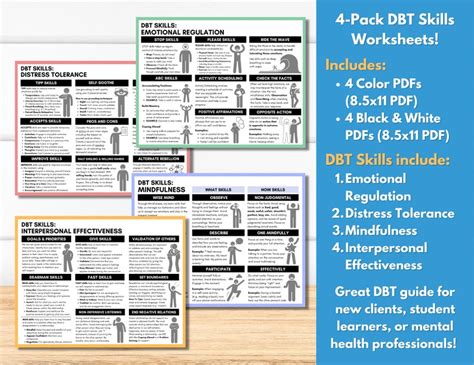 DBT Skills Cheat Sheets DBT Worksheets Bundle Set Therapy Etsy Canada