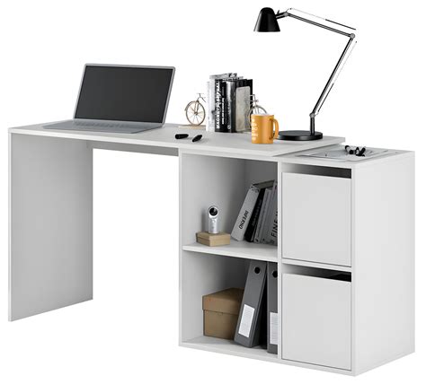 Bureau Avec 2 Niches Et 2 Portes Coloris Blanc Artik En MDF Longueur