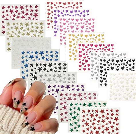 Amazon 1000pcs 18 Sheets Star Nail Stickers Star Nail Decals