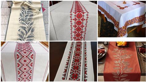 Impressive Cross Stitch Hand Embroidered Table Runners And Table Mats